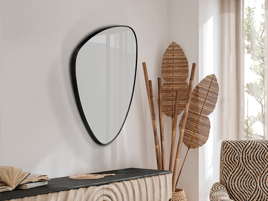Miroir Orio avec cadre noir mat 55 x 84cm, épaisseur 3cm - Poids 6,9kg