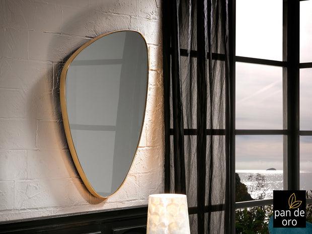 Miroir Orio avec cadre feuille d'or 55 x 84cm, épaisseur 3cm - Poids 6,9kg