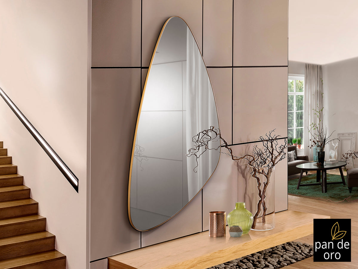 Miroir Orio avec cadre feuille d'or 85 x 165cm, épaisseur 3cm - Poids 19kg
