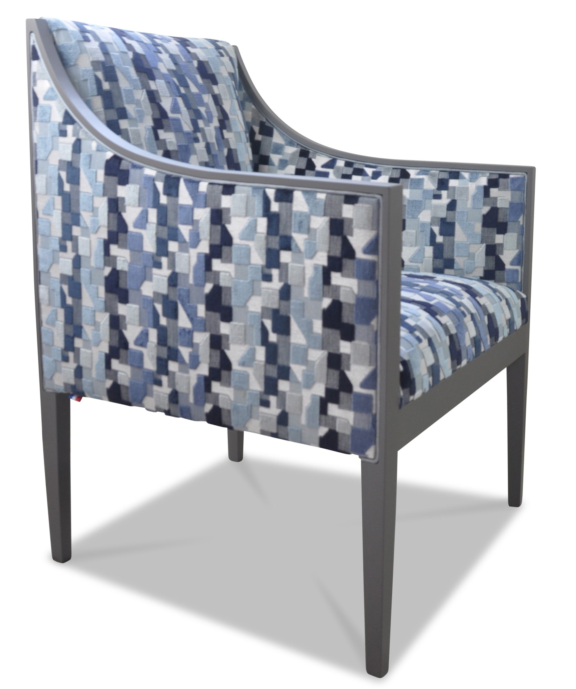 Ethan laque gris tendance tissu indiana bleu