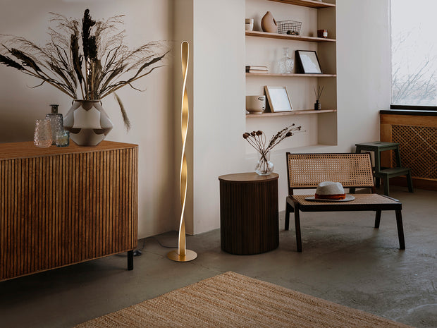 Lampadaire twist en métal doré  - diamètre 22cm - hauteur 150cm - poids 2,7kg