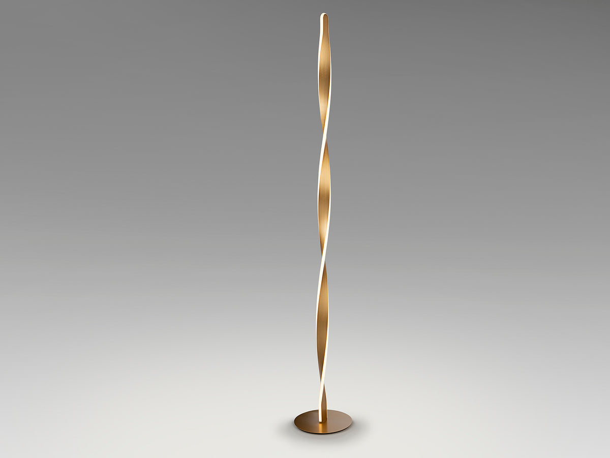 Lampadaire twist en métal doré  - diamètre 22cm - hauteur 150cm - poids 2,7kg