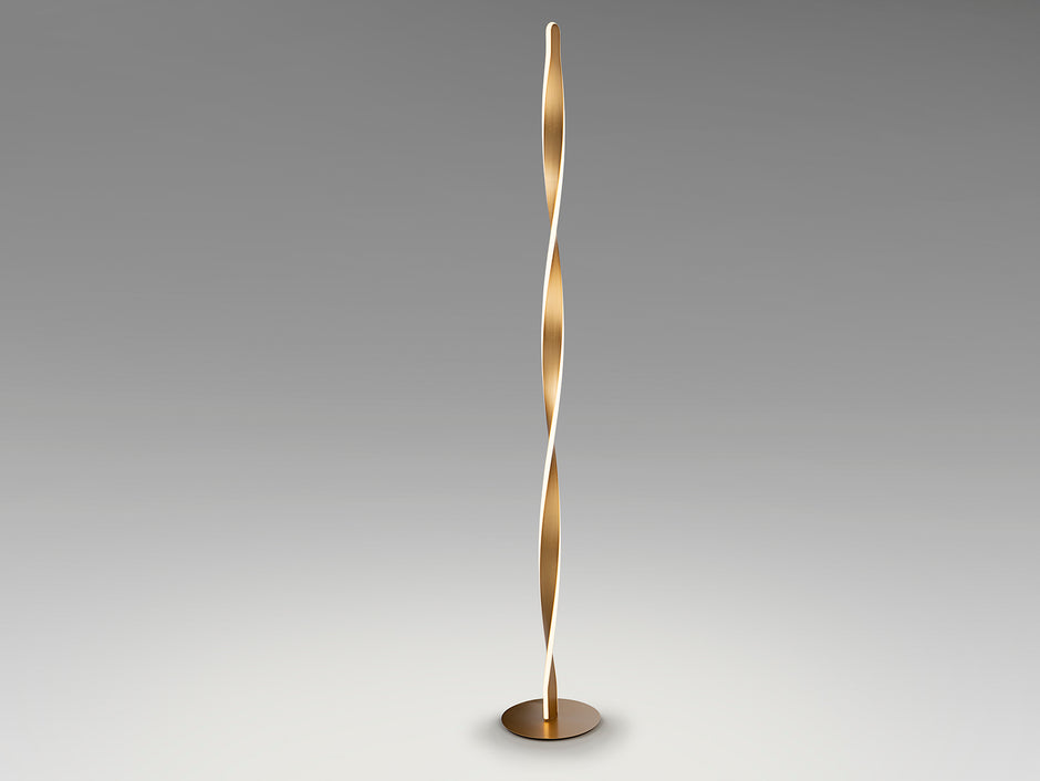 Lampadaire twist en métal doré  - diamètre 22cm - hauteur 150cm - poids 2,7kg