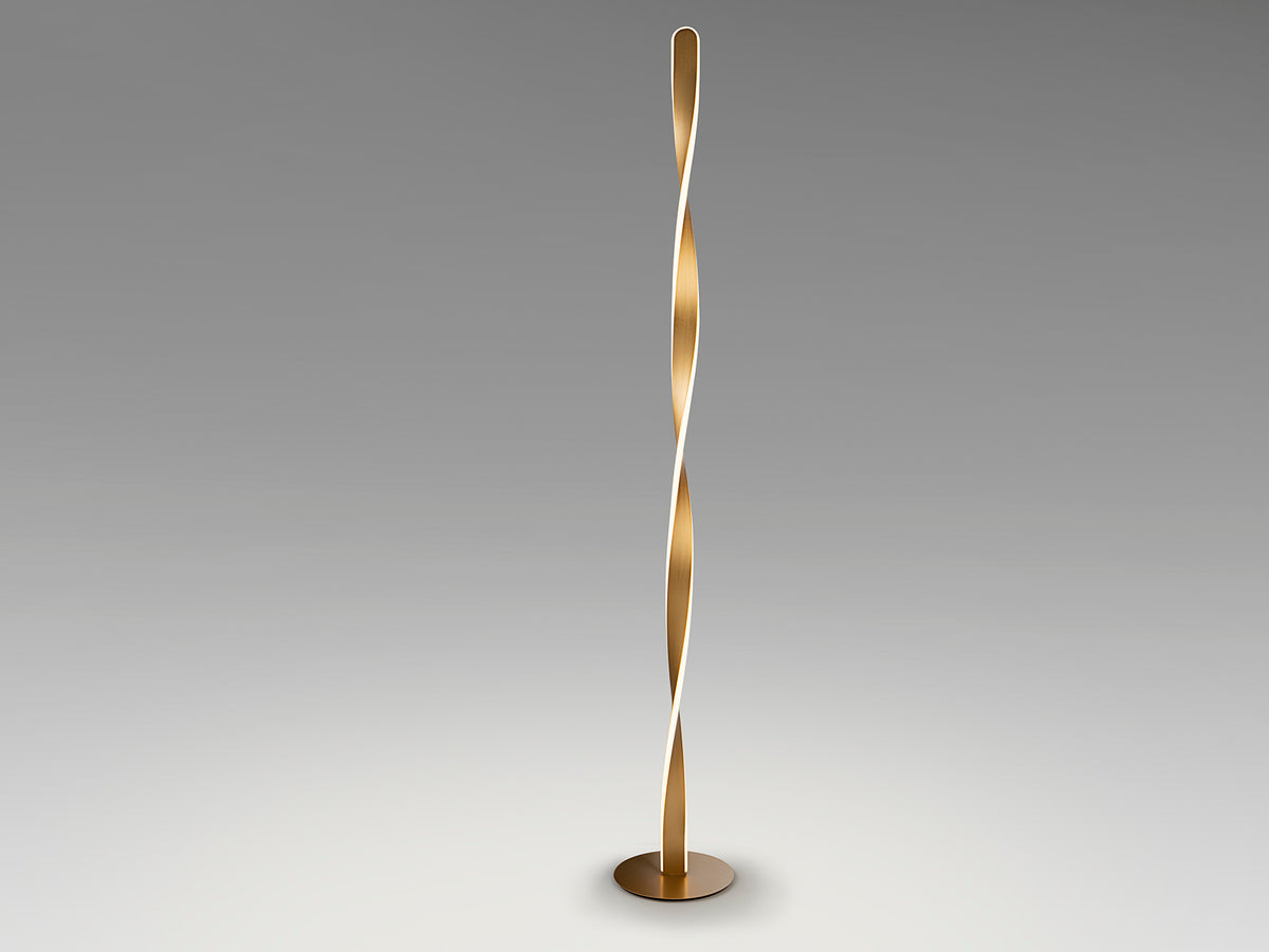 Lampadaire twist en métal doré  - diamètre 22cm - hauteur 150cm - poids 2,7kg
