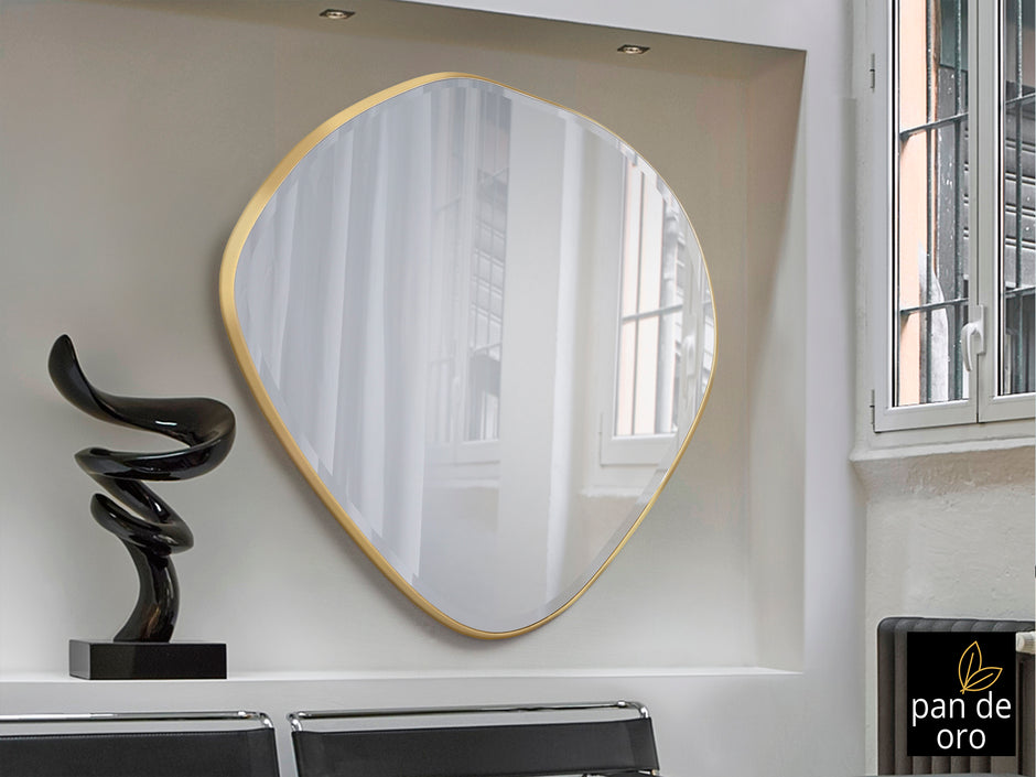 Miroir Mimo avec cadre feuille d'or 114 x 110cm, épaisseur 4cm - Poids 19,1kg