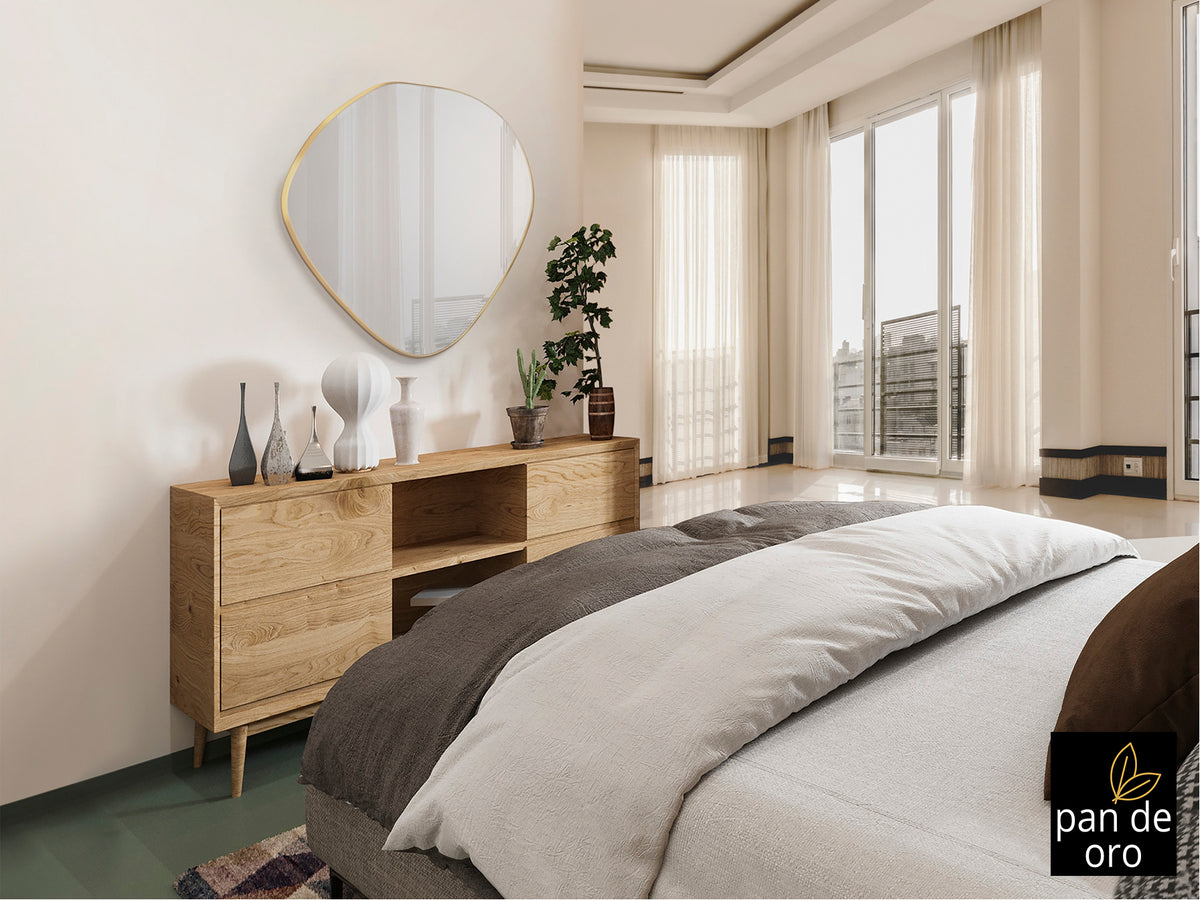 Miroir Mimo avec cadre feuille d'or 80 x 82cm, épaisseur 4cm - Poids 10,2kg
