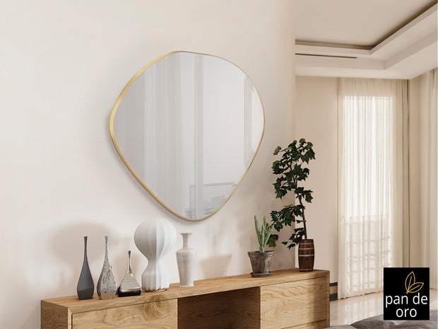 Miroir Mimo avec cadre feuille d'or 80 x 82cm, épaisseur 4cm - Poids 10,2kg