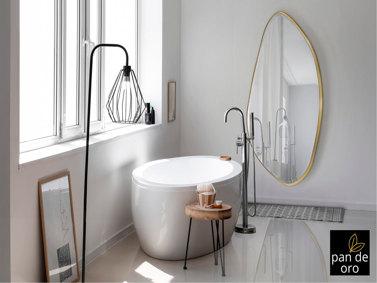 Miroir Mimo avec cadre feuille d'or 80 x 170cm, épaisseur 4cm - Poids 21,6kg
