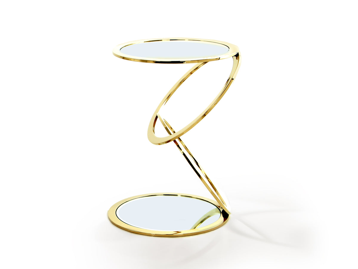 Table d'Appoint AROS Ronde Dorée - Design Élégant et Moderne