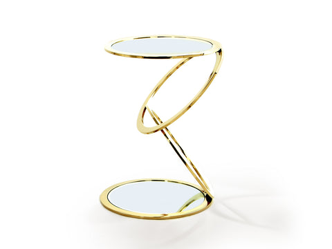 Table d'Appoint AROS Ronde Dorée - Design Élégant et Moderne