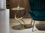 Table d'Appoint AROS Ronde Dorée - Design Élégant et Moderne