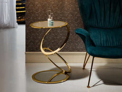 Table d'Appoint AROS Ronde Dorée - Design Élégant et Moderne