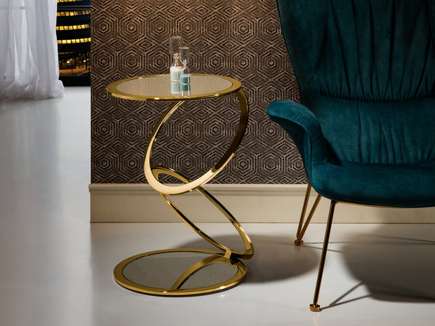 Table d'Appoint AROS Ronde Dorée - Design Élégant et Moderne