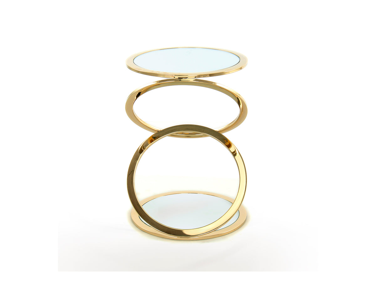 Table d'Appoint AROS Ronde Dorée - Design Élégant et Moderne