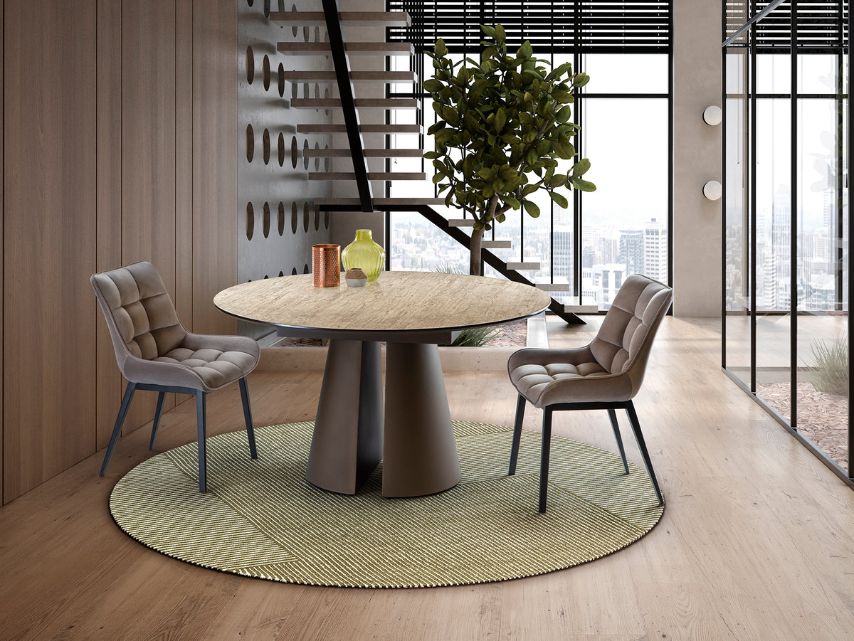 Table à manger ronde Samara - diamètre 138cm, hauteur 79cm - poids 48kg