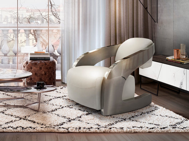 Fauteuil AMANDA Structure Acier Blanc - Design Scandinave Contemporain