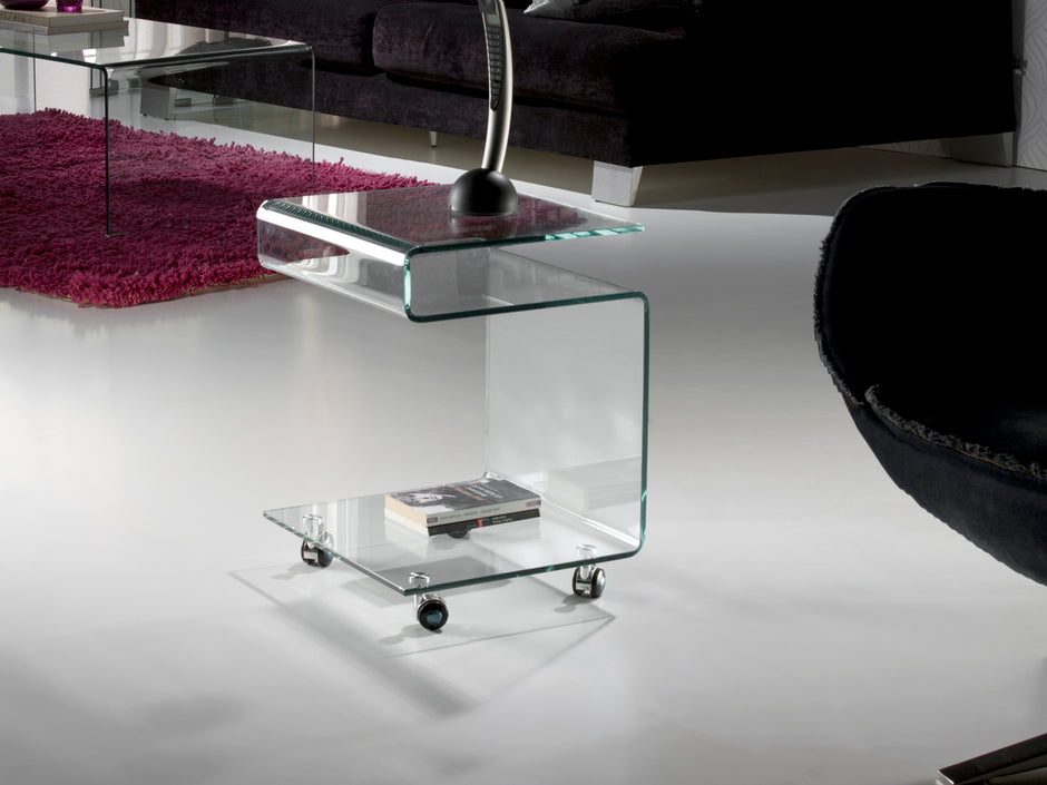 Table d'Appoint/Basse en Verre Trempé Transparent - Design Minimaliste