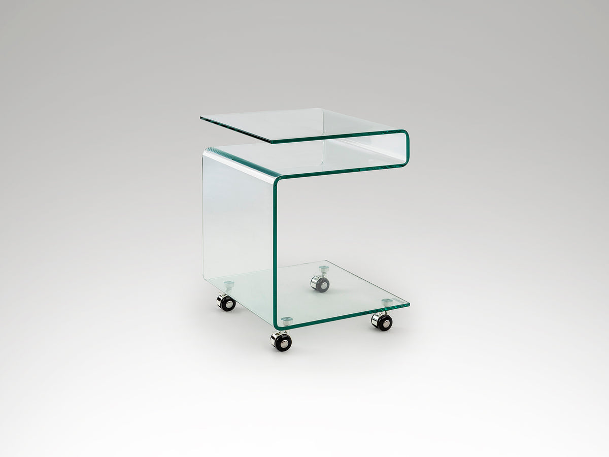 Table d'Appoint/Basse en Verre Trempé Transparent - Design Minimaliste