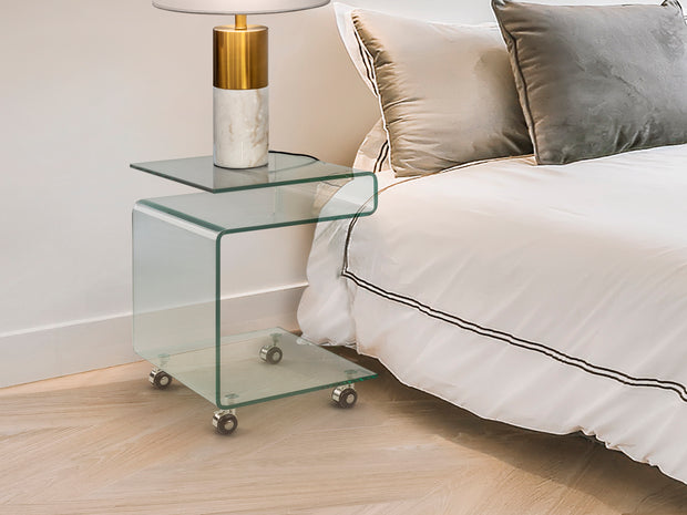 Table d'Appoint/Basse en Verre Trempé Transparent - Design Minimaliste