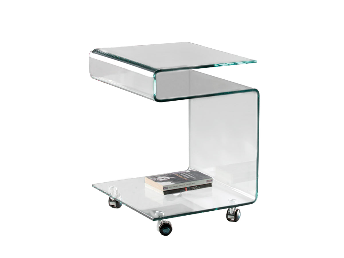 Table d'Appoint/Basse en Verre Trempé Transparent - Design Minimaliste