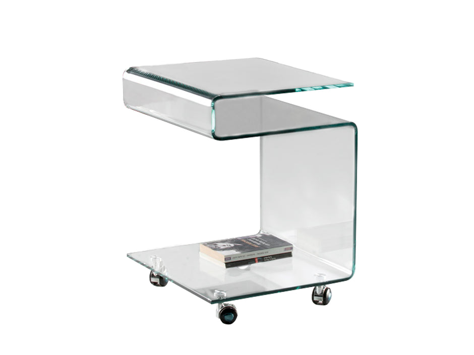 Table d'Appoint/Basse en Verre Trempé Transparent - Design Minimaliste