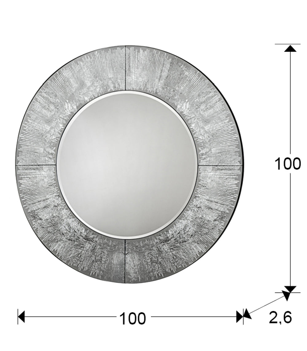 Miroir Mural Rond AURORA ARGENT - Cadre Épais - Style Moderne