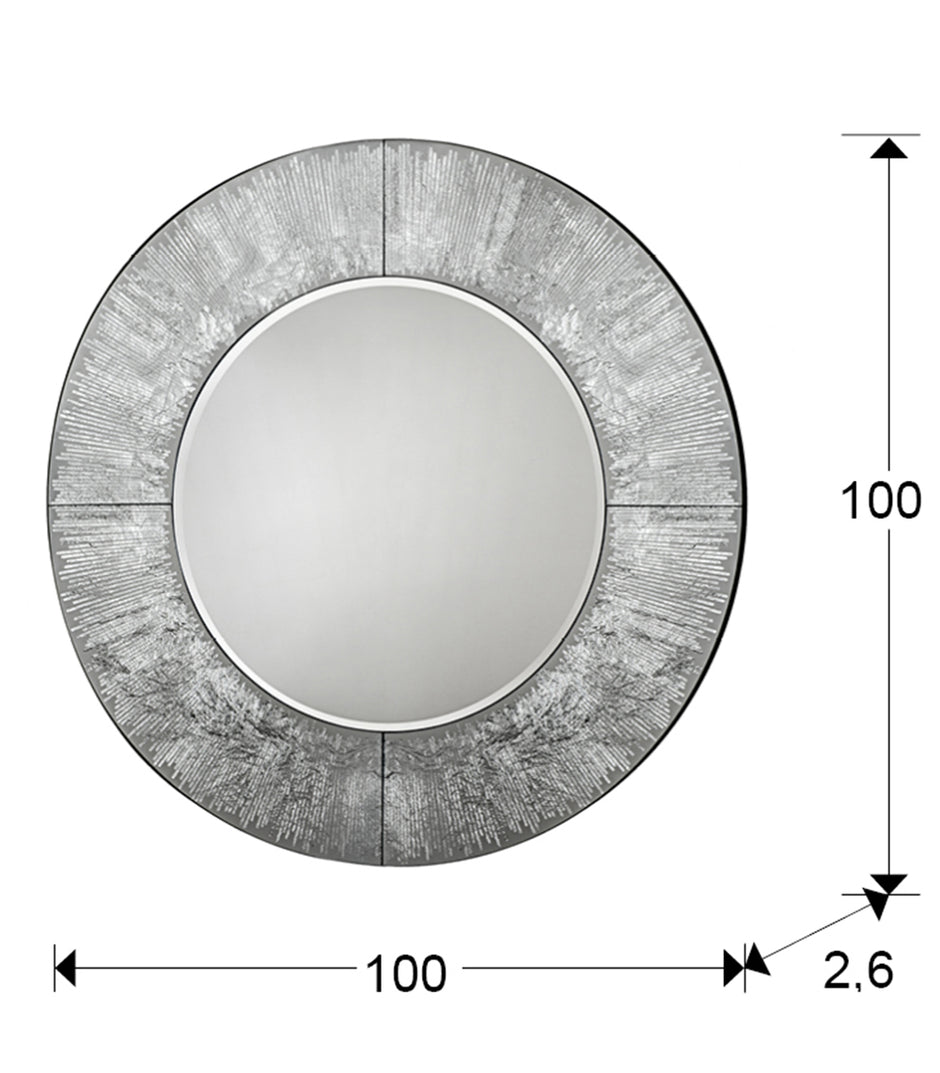 Miroir Mural Rond AURORA ARGENT - Cadre Épais - Style Moderne
