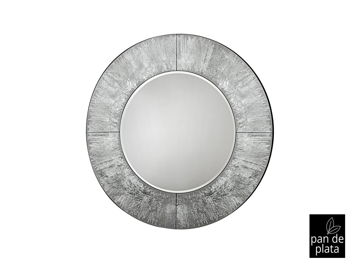 Miroir Mural Rond AURORA ARGENT - Cadre Épais - Style Moderne