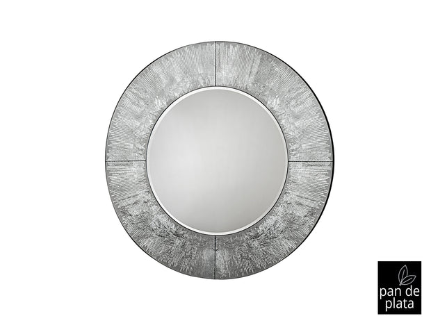 Miroir Mural Rond AURORA ARGENT - Cadre Épais - Style Moderne
