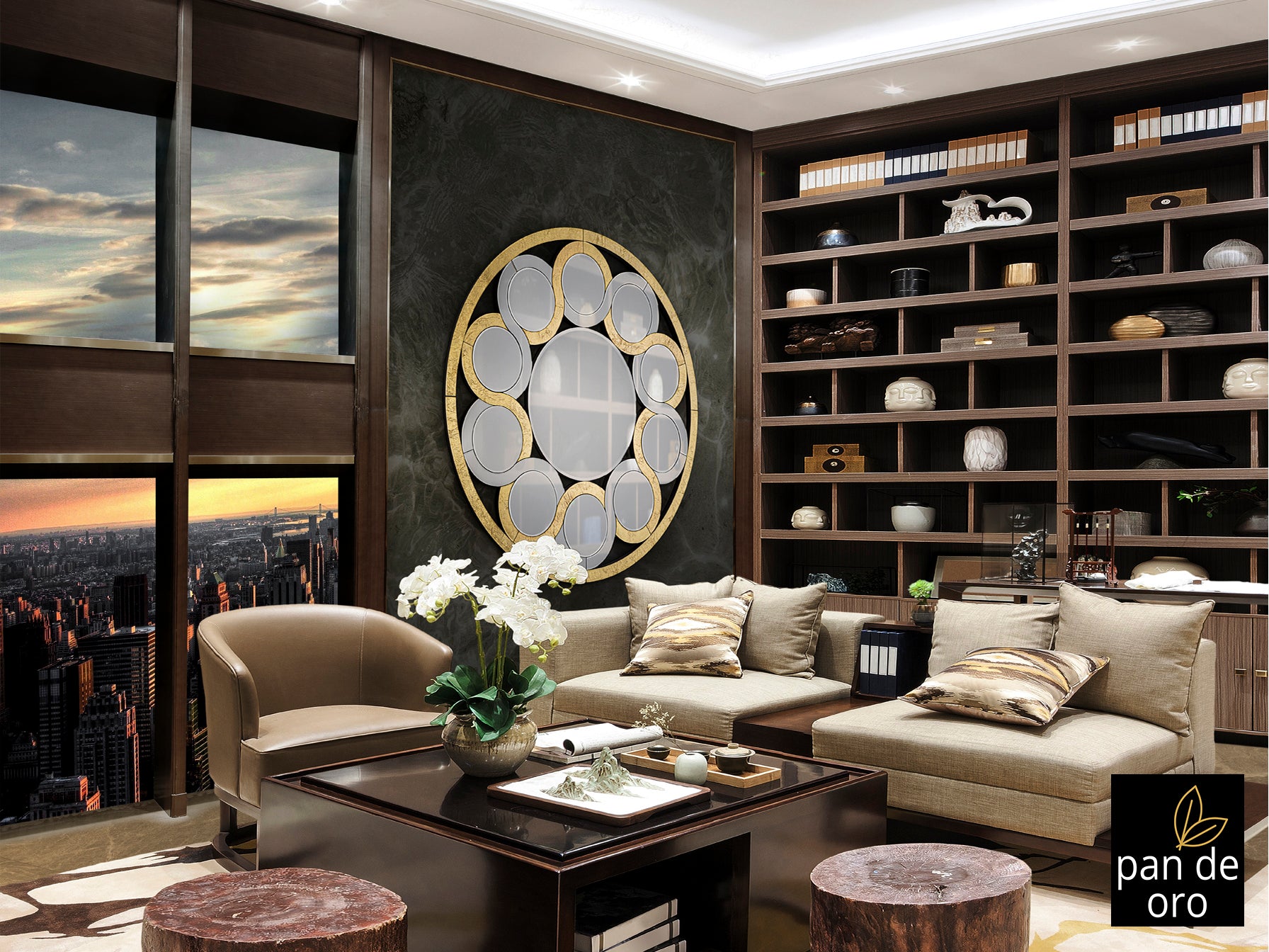 Miroir Zendaya-Oro - diamètre 120cm, épaisseur 2,5cm - Poids 27kg