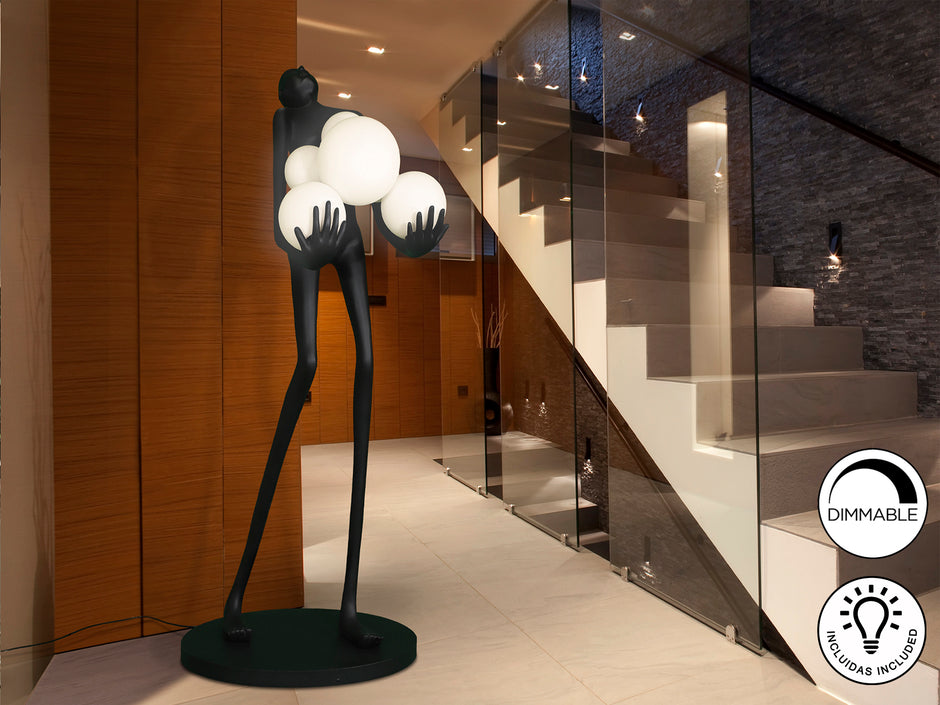 Statue/Sculpture LA CARGA Grande Figure 6 Lumières - 77 x 78cm - hauteur 180cm - Design Noir Mat