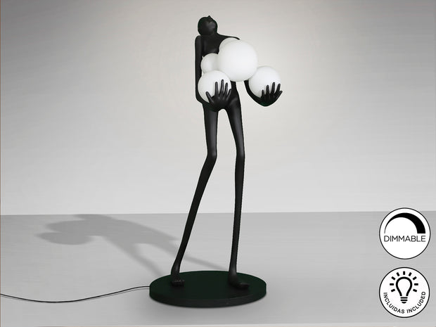 Statue/Sculpture LA CARGA Grande Figure 6 Lumières - 77 x 78cm - hauteur 180cm - Design Noir Mat