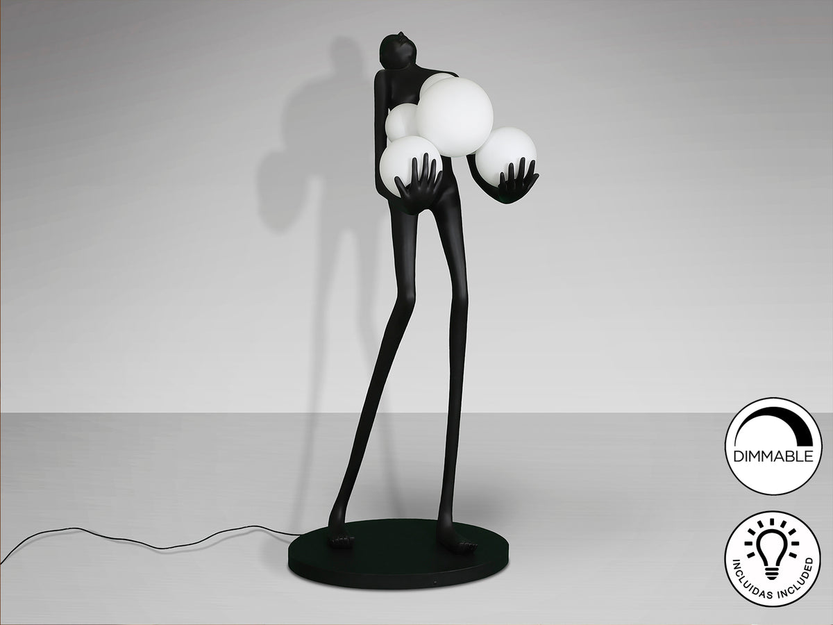 Statue/Sculpture LA CARGA Grande Figure 6 Lumières - 77 x 78cm - hauteur 180cm - Design Noir Mat