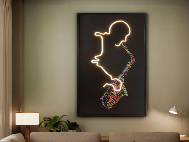 Tableau Saxofon 80 x 120cm, épaisseur 4cm - Poids 5,2Kg