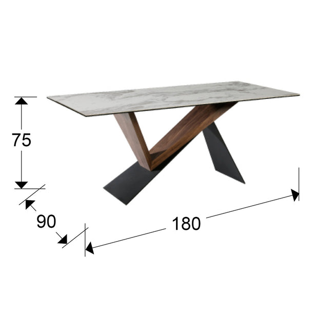 Table à Manger NOA 180x90 cm - Plateau Solide - Style Épuré