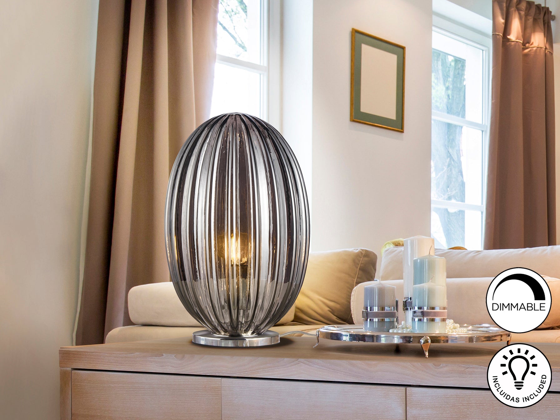 Lampe de table Ø 20cm, hauteur 32cm - poids 2,1kg