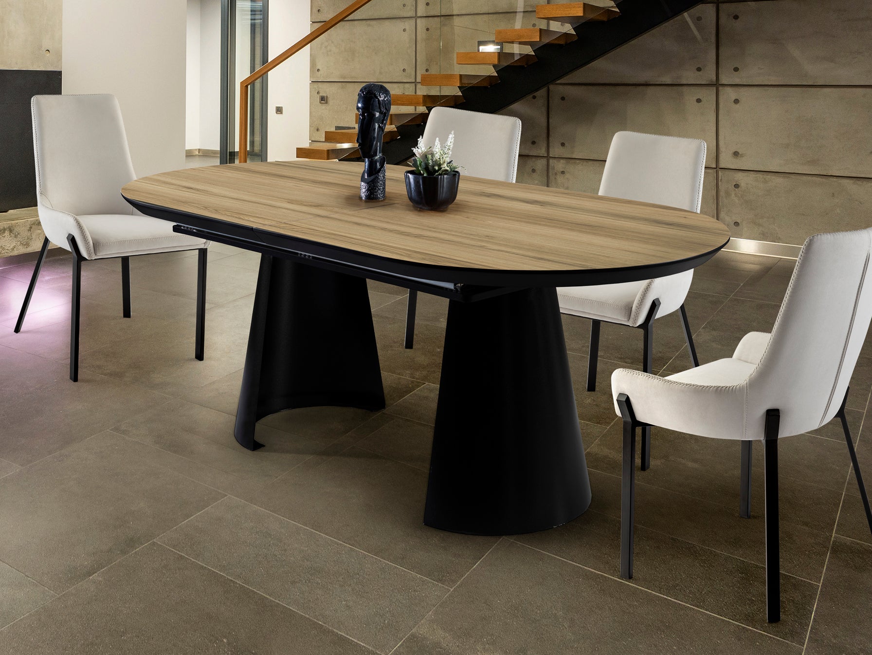 Table de salle à manger de 206/406cm, largeur 103cm, hauteur 79cm - Poids 107,5Kg