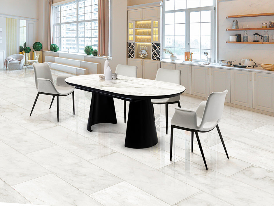Table de salle à manger de 206/406cm, largeur 103cm, hauteur 79cm - Poids 107,5Kg