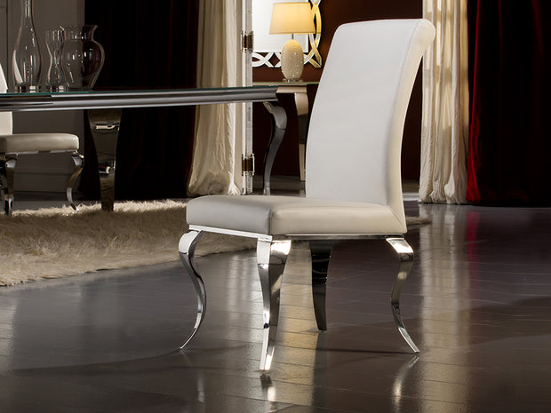 CHAISE . BAROQUE.ACIER BLANCHE