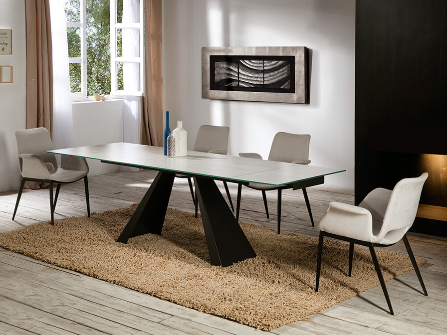 Table à Manger Extensible ALAI Blanche - Gain de Place - Finition Laquée