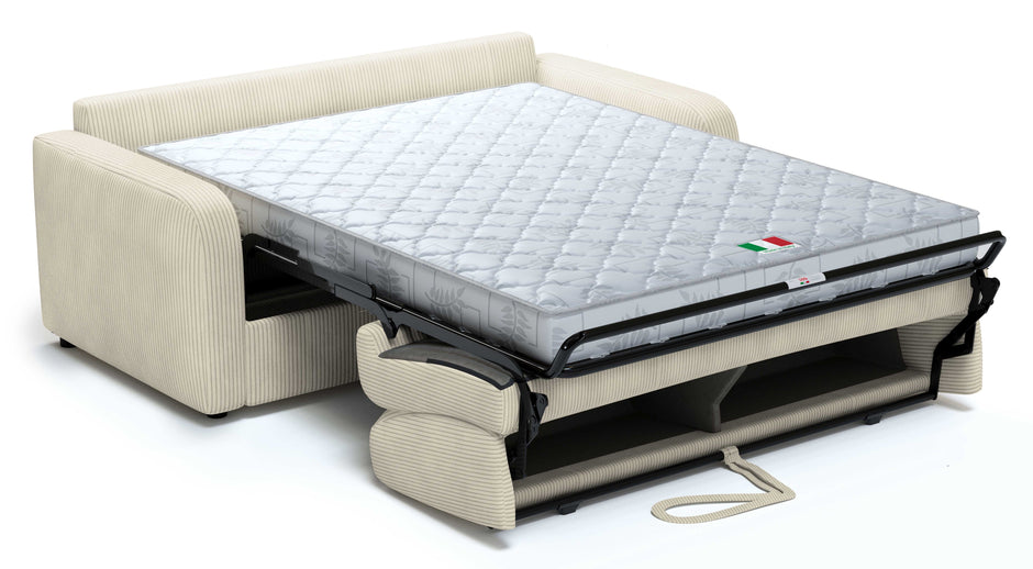 Canapé convertible CAMILLA 3P+lit en tissu velours côtelé Ivory