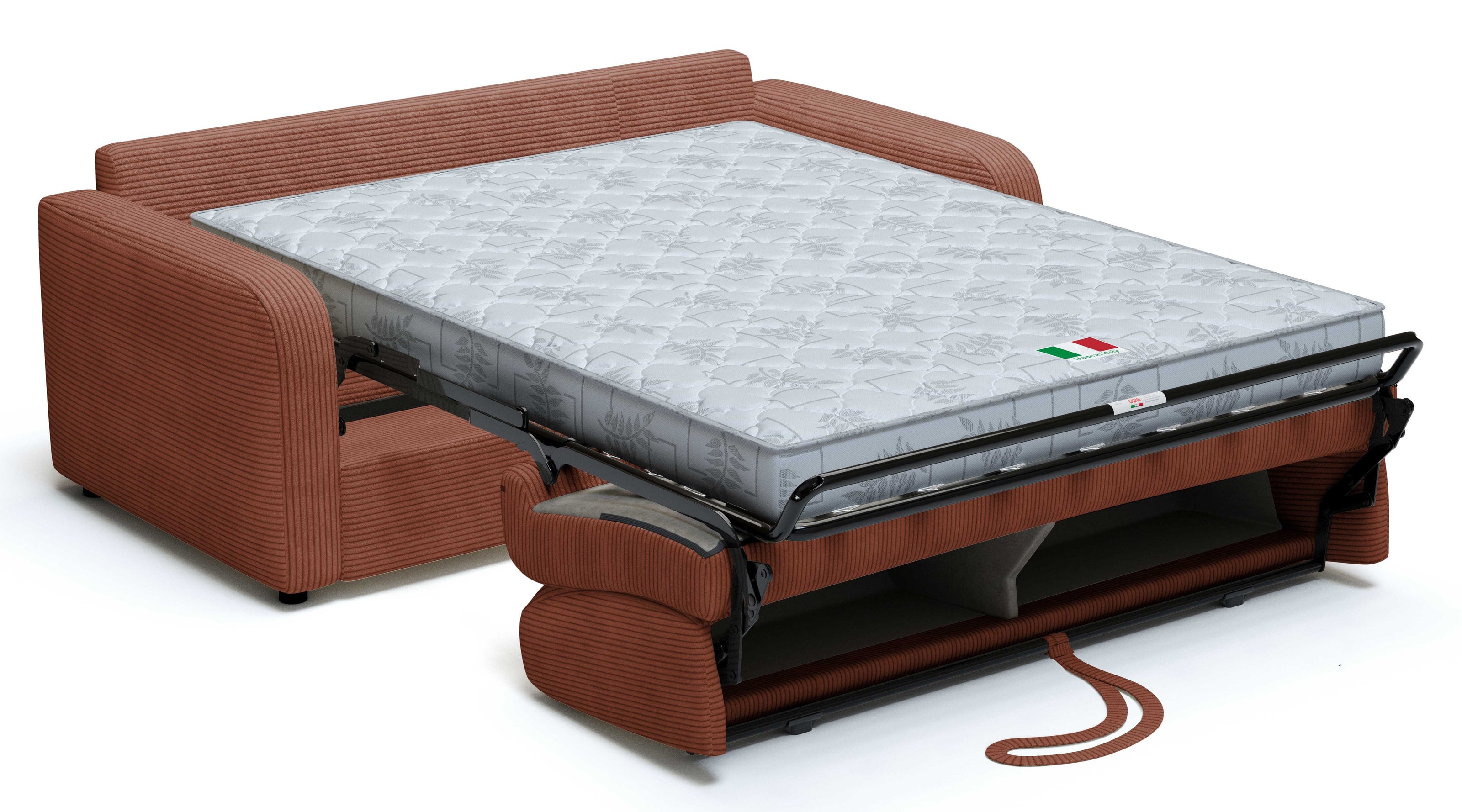 Canapé convertible CAMILLA 3P+lit en tissu velours côtelé Terra