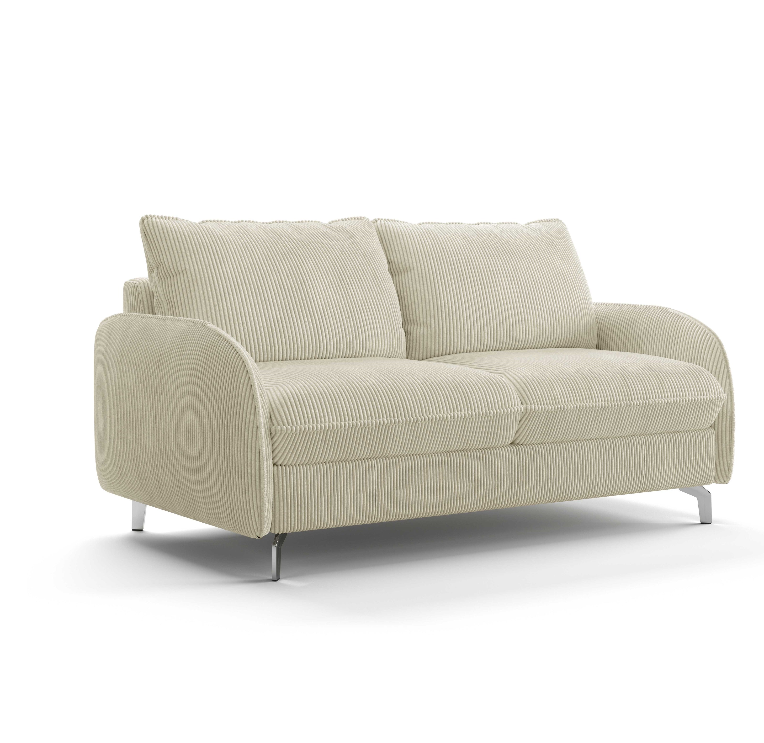 Canapé convertible OLIVER 3P+lit en tissu velours côtelé Ivory