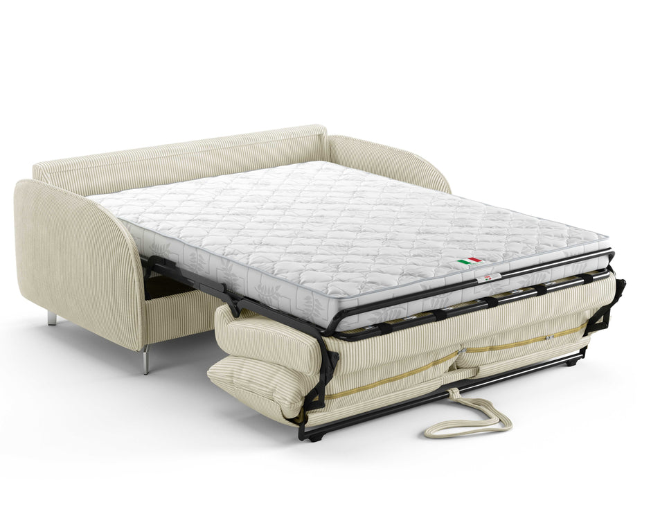 Canapé convertible OLIVER 3P+lit en tissu velours côtelé Ivory